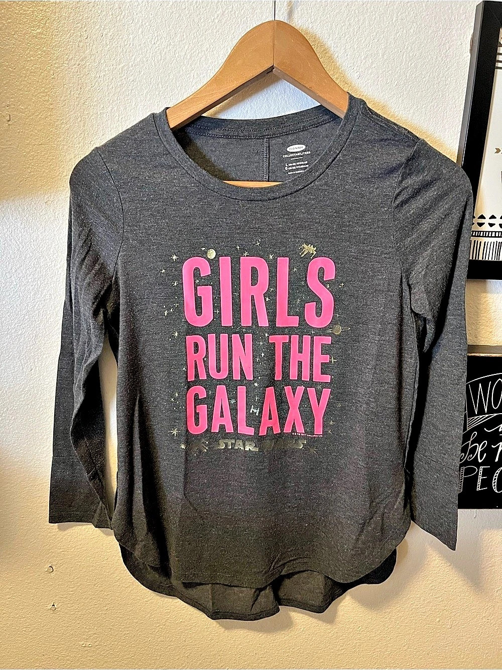 Old Navy Star Wars Girls Run The Galaxy Graphic Tee Long Sleeve Tee Girls Large